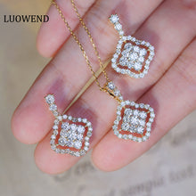 Load image into Gallery viewer, LUOWEND 18K Yellow Gold Real Natural Diamond Pendant Necklace for Women