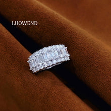 Load image into Gallery viewer, LUOWEND 18K White Gold Natural Diamond Ring for Women