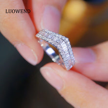Load image into Gallery viewer, LUOWEND 18K White Gold Real Natural Diamond Ring for Women