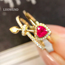 Load image into Gallery viewer, LUOWEND 18K Yellow Gold Real Natural Diamond and Ruby Bracelet for Women