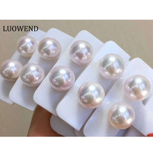 Load image into Gallery viewer, LUOWEND 18K Yellow Gold Real Natural Akoya Pearl Earrings for Women