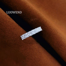 Load image into Gallery viewer, LUOWEND 18K White Gold Natural Diamond Ring for Women