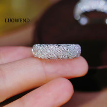 Load image into Gallery viewer, LUOWEND 18K White Gold Rings Real Natural Diamond Ring for Women