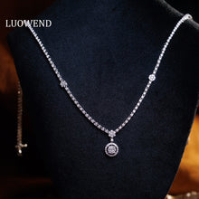 Load image into Gallery viewer, LUOWEND 18K White Gold Real Natural Diamond Necklace for Women