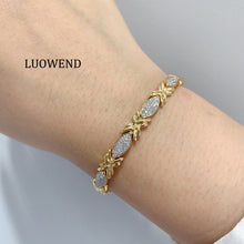Load image into Gallery viewer, LUOWEND 18K Yellow Gold Natural Diamond Bracelet for Women