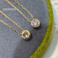 Load image into Gallery viewer, LUOWEND 18K Yellow Gold Real Natural Diamond Pendant Necklace for Women