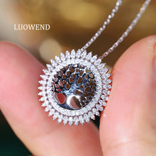 Load image into Gallery viewer, LUOWEND 18K White Gold Natural Diamond Necklace for Women