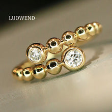 Load image into Gallery viewer, LUOWEND 18K Yellow Gold Fine Jewelry Real Natural Diamond Ring for Women