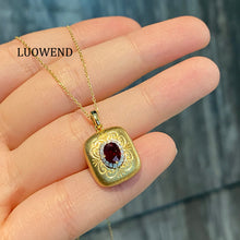 Load image into Gallery viewer, LUOWEND 18K Yellow Gold Natural Ruby Necklace for Women
