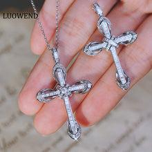 Load image into Gallery viewer, LUOWEND 18K White Gold Real Natural Diamond Pendant Necklace for Women