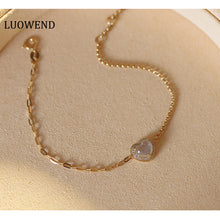 Load image into Gallery viewer, LUOWEND 18K Yellow Gold Real Natural Jadeite Bracelet and Anklet Chain for Women