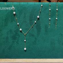 Load image into Gallery viewer, LUOWEND 18K White or Yellow Gold Real Natural Freshwater Pearl Necklace for Women
