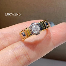 Load image into Gallery viewer, LUOWEND 18K White and Yellow Gold Real Natural Diamond Ring for Women