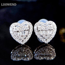 Load image into Gallery viewer, LUOWEND 18K White Gold Real Natural Diamond Stud Earrings for Women