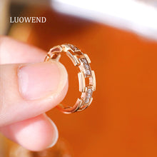 Load image into Gallery viewer, LUOWEND 18K Rose Gold Natural Diamond Ring for Women