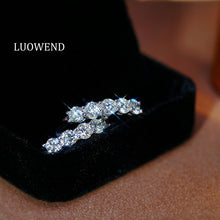 Load image into Gallery viewer, LUOWEND 18K White Gold Real Natural Diamond Ring for Women