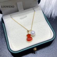 Load image into Gallery viewer, LUOWEND 18K Yellow Gold Natural Pearl Necklace for Women