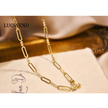 Load image into Gallery viewer, LUOWEND 18K Yellow Gold Real Natural Diamond Necklace for Women