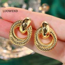 Load image into Gallery viewer, LUOWEND 18K Yellow Gold Stud Earrings for Women