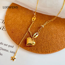 Load image into Gallery viewer, LUOWEND 18K Yellow Gold Real Natural Diamond Necklace for Women