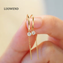 Load image into Gallery viewer, LUOWEND 18K Yellow Gold Real Natural Drop Earrings for Women