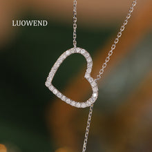 Load image into Gallery viewer, LUOWEND 18K White Gold Natural Diamond Necklace for Women