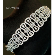 Load image into Gallery viewer, LUOWEND 18K White Gold Real Natural Diamond Bracelet for Women