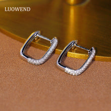 Load image into Gallery viewer, LUOWEND 18K White Gold Real Natural Diamond Hoop Earrings for Women
