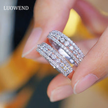 Load image into Gallery viewer, LUOWEND 18K White Gold Real Natural Diamond Ring for Women