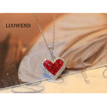 Load image into Gallery viewer, LUOWEND 18K White/Yellow Gold Nattural Ruby Necklace for Women