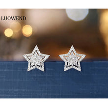 Load image into Gallery viewer, LUOWEND 18K White Gold Real Natural Diamond Stud Earrings for Women