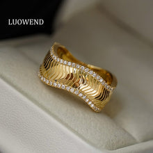 Load image into Gallery viewer, LUOWEND 18K Yellow Gold Real Natural Diamond Ring for Women