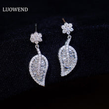 Load image into Gallery viewer, LUOWEND 18K White Gold Real Natural Diamond Stud Earrings for Women