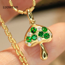 Load image into Gallery viewer, LUOWEND 18K White/Yellow Gold Natural Gemstone Pendant for Women