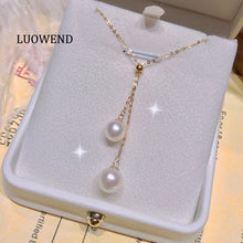 Load image into Gallery viewer, LUOWEND 18K Yellow Gold Natural Freshwater Pearl Necklace for Women