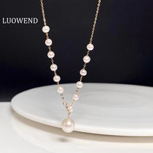 Load image into Gallery viewer, LUOWEND 18K Yellow Gold Real Natural Freshwater Pearl Necklace for Women