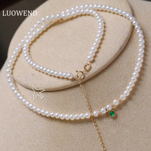Load image into Gallery viewer, LUOWEND 18K Yellow Gold Real Natural Pearl Necklace for Women