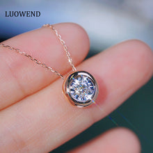 Load image into Gallery viewer, LUOWEND 18K Rose Gold Real Natural Diamond Pendant Necklace for Women