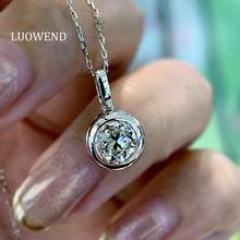 Load image into Gallery viewer, LUOWEND 18K White/Yellow Gold Natural Diamond Necklace for Women