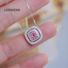 Load image into Gallery viewer, LUOWEND 18K White Gold Natural Pink Diamond Necklace for Women