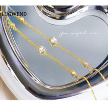 Load image into Gallery viewer, LUOWEND 18K Yellow Gold Real Natural Aquamarine Bracelet for Women