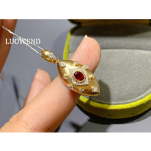 Load image into Gallery viewer, LUOWEND 18K Yellow Gold Natural Ruby Pendant for Women