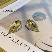 Load image into Gallery viewer, LUOWEND 18K Yellow Gold Natural Diamond Earrings for Women