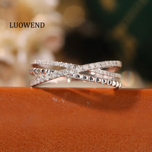 Load image into Gallery viewer, LUOWEND 18K White Gold Natural Diamond Ring for Women