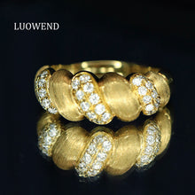 Load image into Gallery viewer, LUOWEND 18K Yellow Gold Fine Jewelry Real Natural Diamond Ring for Women
