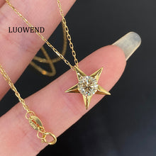 Load image into Gallery viewer, LUOWEND 18K Yellow Gold Natural Diamond Necklace for Women