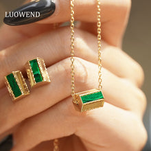 Load image into Gallery viewer, LUOWEND 18K Yellow Gold Earrings&Necklace for Women
