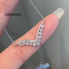 Load image into Gallery viewer, LUOWEND 18K White Gold Natural Diamond Necklace for Women