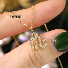 Load image into Gallery viewer, LUOWEND 18K White or Yellow Gold Natural Diamond Necklace for Women