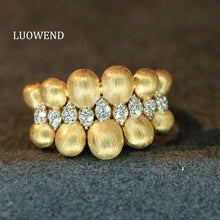 Load image into Gallery viewer, LUOWEND 18K Yellow Gold Fine Jewelry Real Natural Diamond Ring for Women